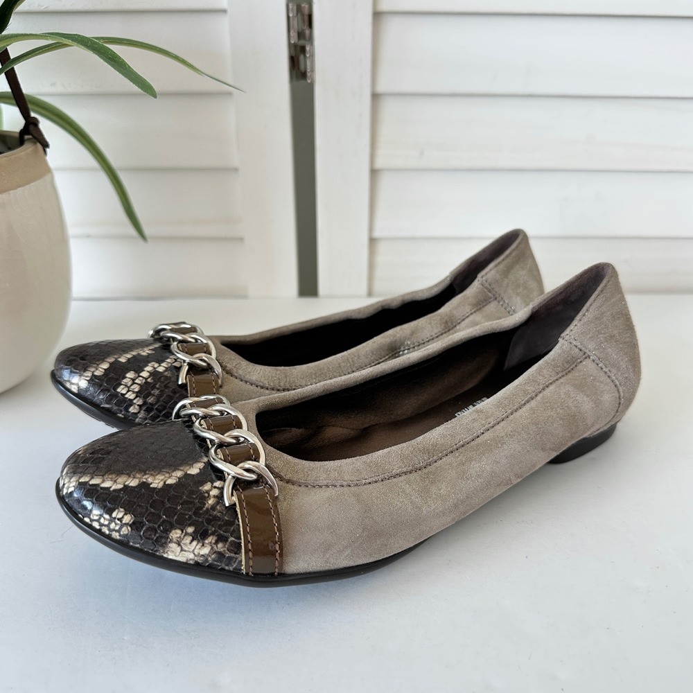 AGL Attilio Giusti Leombruni‎ Ballet Flats Snake Print Cap Toe Shoe EU 38 US 8
